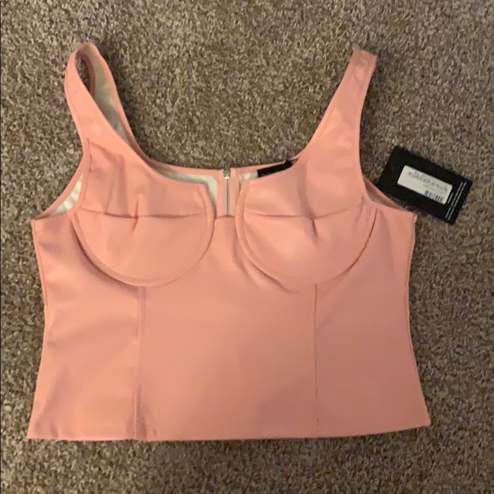 Pink Faux Leather Crop Top